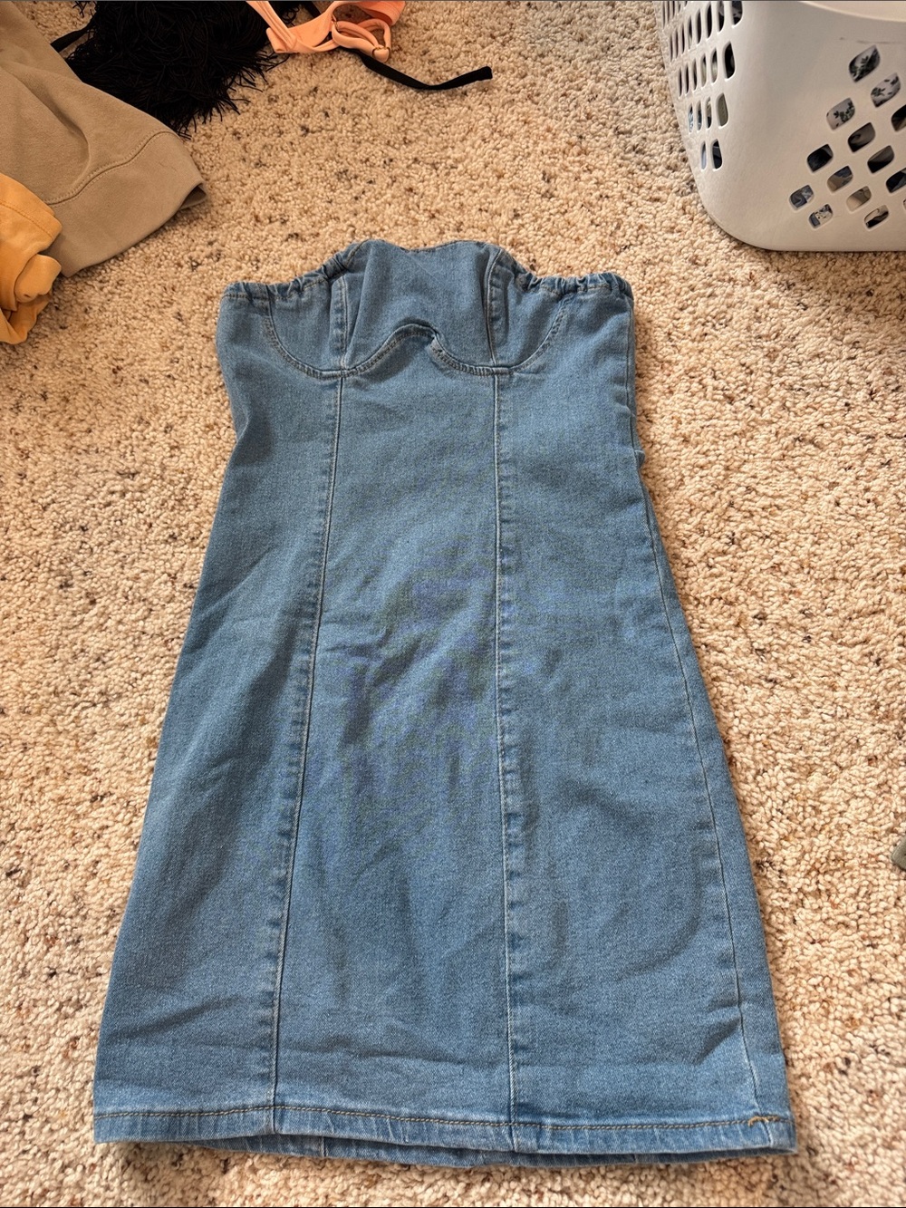 Strapless Denim Tube Dress - Medium Blue